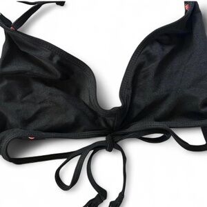 Black Bikini Top with Tie Straps & Parrot Liner